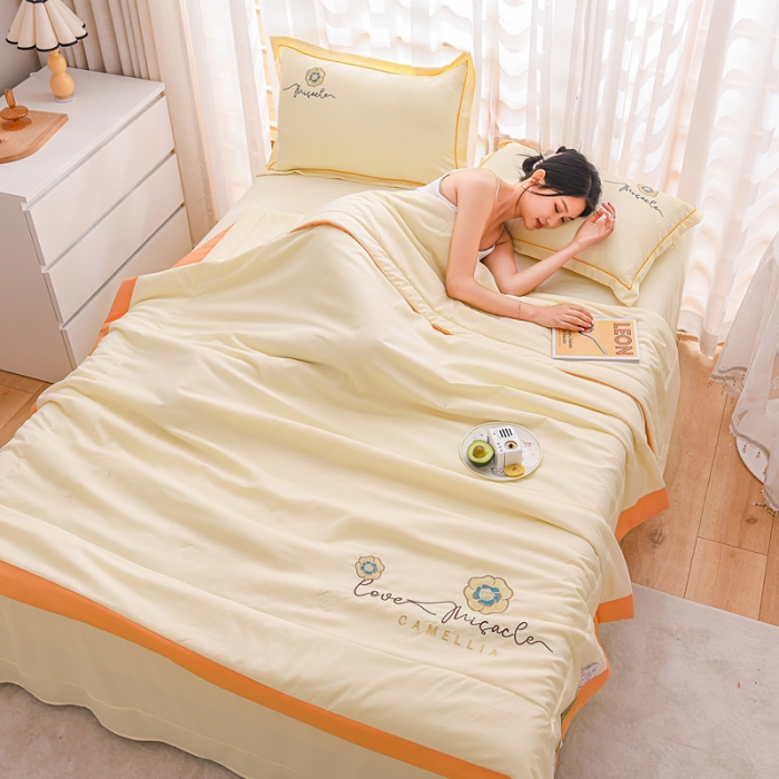 91家纺网 家纺一手货源 找家纺 （总）【苏东来】2025刺绣山茶花香单夏被四件套天丝莫代尔泡泡纱磨毛小竺棉夏凉被子空调被子	