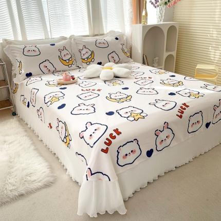 91家纺网 家纺一手货源 找家纺 舒居家纺  2023新款床单单层床盖三件套 卡哇伊