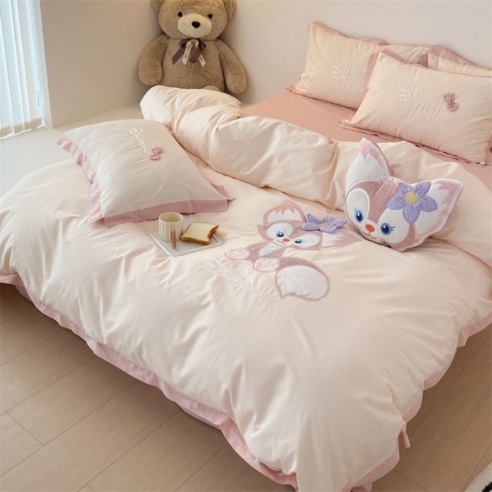 91家纺网 家纺一手货源 找家纺 朗莎 2022新款卡通水洗棉四件套 贝儿