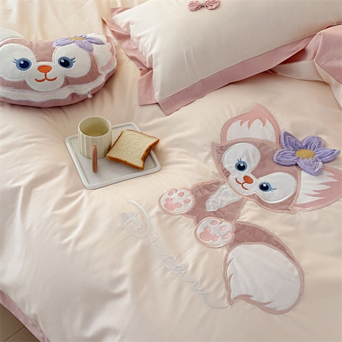 91家纺网 家纺一手货源 找家纺 朗莎 2022新款卡通水洗棉四件套 贝儿