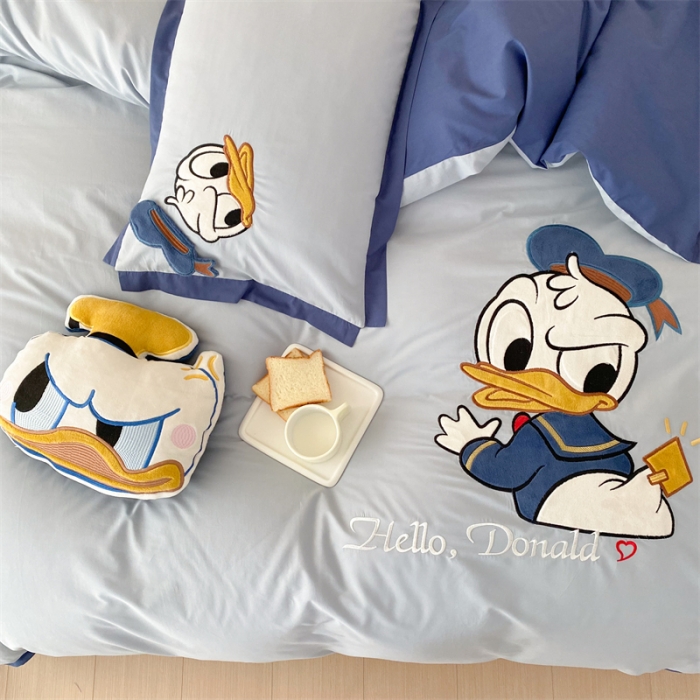 91家纺网 家纺一手货源 找家纺 朗莎 2022新款卡通水洗棉四件套 可爱鸭鸭