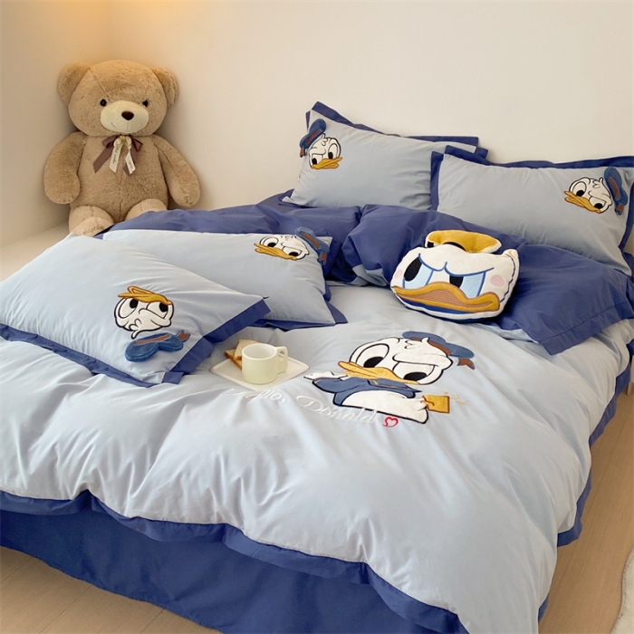 91家纺网 家纺一手货源 找家纺 朗莎 2022新款卡通水洗棉四件套 可爱鸭鸭