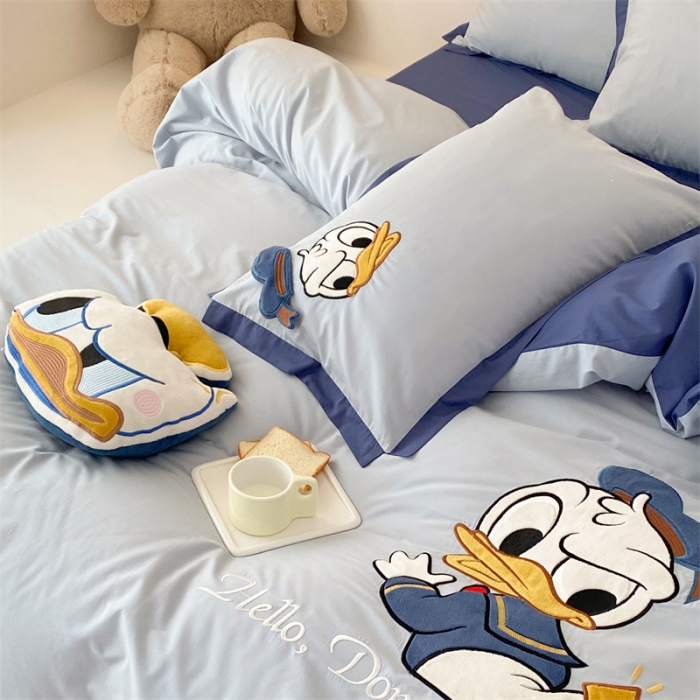 91家纺网 家纺一手货源 找家纺 朗莎 2022新款卡通水洗棉四件套 可爱鸭鸭