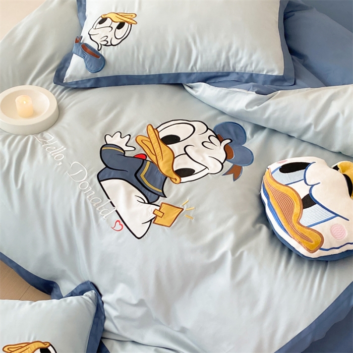 91家纺网 家纺一手货源 找家纺 (总)朗莎 2022新款60S长绒棉贴布绣四件套-鸭鸭