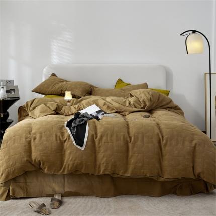 91家纺网 家纺一手货源 找家纺 （总）名品优仓 2023新款纯棉水洗棉三层纱提花四件套