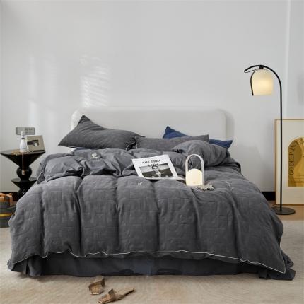 91家纺网 家纺一手货源 找家纺 （总）名品优仓 2023新款纯棉水洗棉三层纱提花四件套