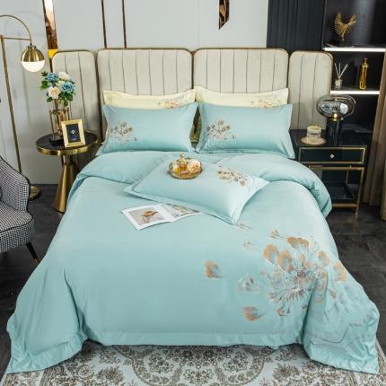 91家纺网 家纺一手货源 找家纺 （总）琪格格 2022新款水洗真丝重工刺绣四件套