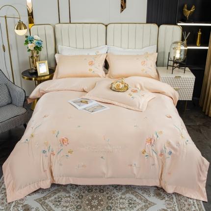 91家纺网 家纺一手货源 找家纺 （总）琪格格 2022新款水洗真丝重工刺绣四件套