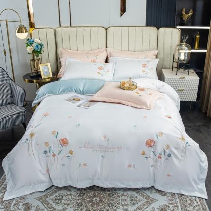 91家纺网 家纺一手货源 找家纺 （总）琪格格 2022新款水洗真丝重工刺绣四件套