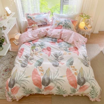 91家纺网 家纺一手货源 找家纺 琪格格 2022新款全棉印花荷叶边四件套 荷叶边-梦田