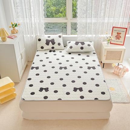 91家纺网 家纺一手货源 找家纺 佰亿莱 2024新款数码印花大版乳胶软凉席三件套波点蝴蝶结