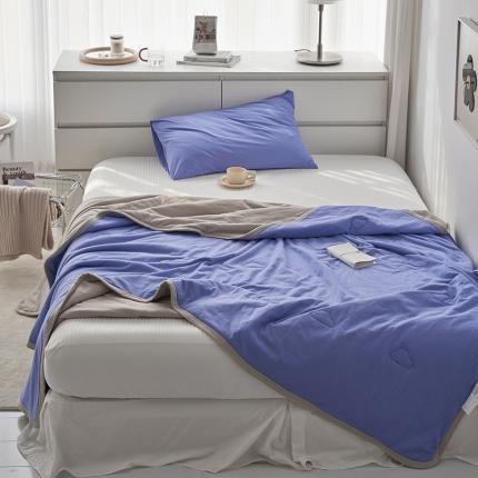 91家纺网 家纺一手货源 找家纺 莱宁被业 2022新款A类全棉针织双拼夏被被芯 长春蓝双拼