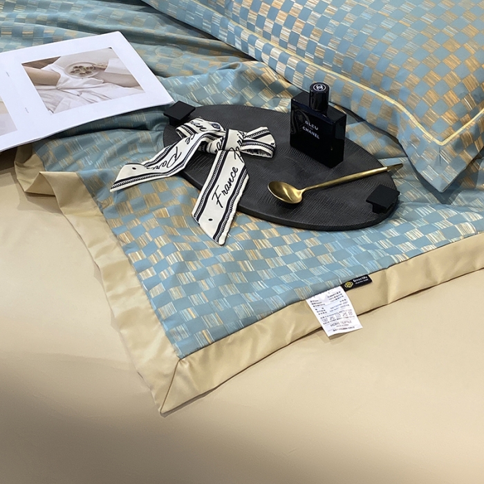 91家纺网 家纺一手货源 找家纺 2023新款直播爆品水洗真丝天丝夏凉被夏被及夏被四件套时尚绿