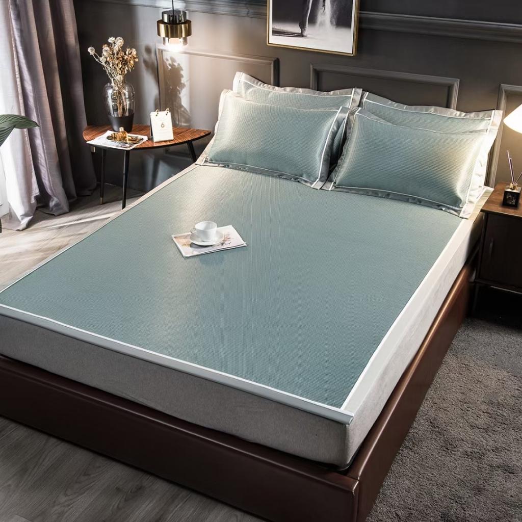 91家纺网 家纺一手货源 找家纺 席之家 2023新款1200D碳光直角冰丝席 绿色