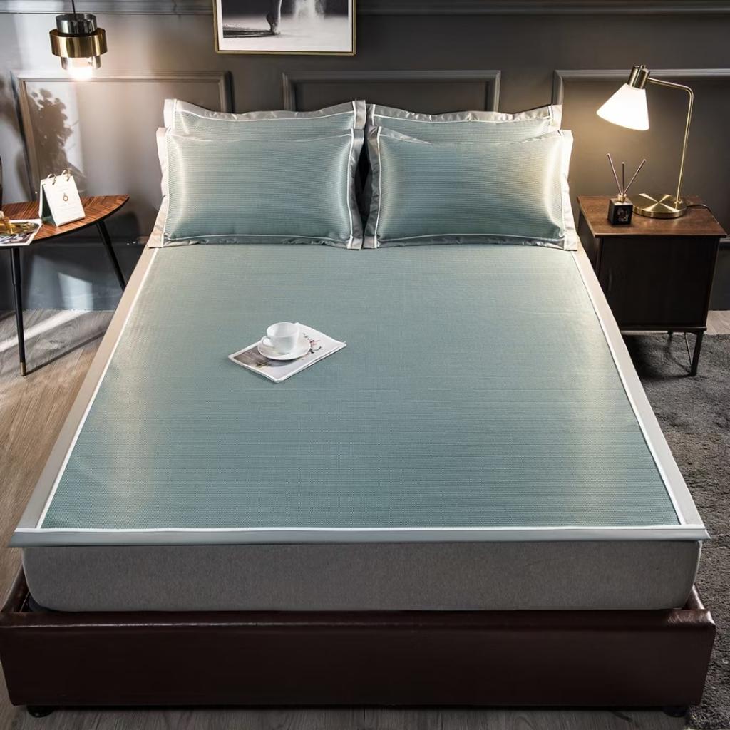 91家纺网 家纺一手货源 找家纺 席之家 2023新款1200D碳光直角冰丝席 绿色