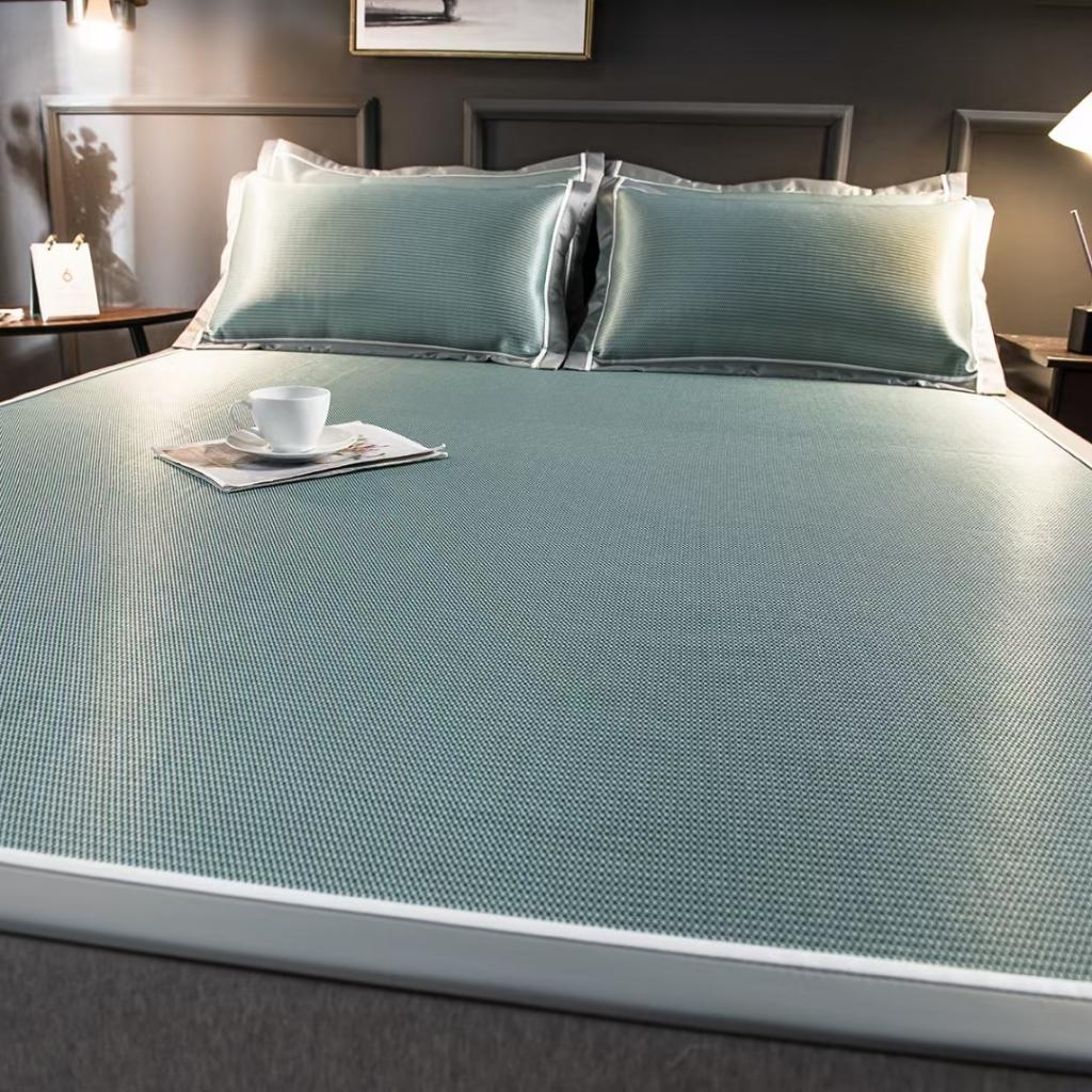 91家纺网 家纺一手货源 找家纺 席之家 2023新款1200D碳光直角冰丝席 绿色