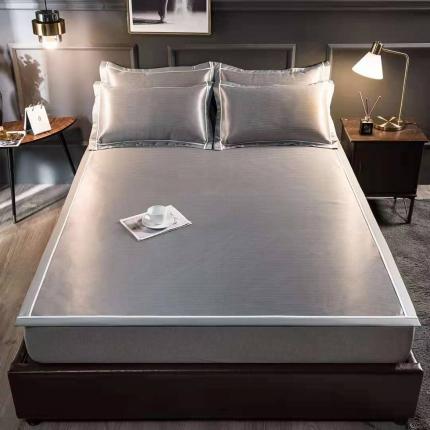 91家纺网 家纺一手货源 找家纺 席之家 2023新款1200D碳光直角冰丝席 灰色