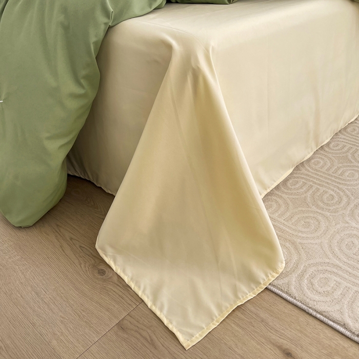 91家纺网 家纺一手货源 找家纺 曼谷纯色简约刺绣柔软磨毛水洗棉套件飘系列字母豆绿芝士