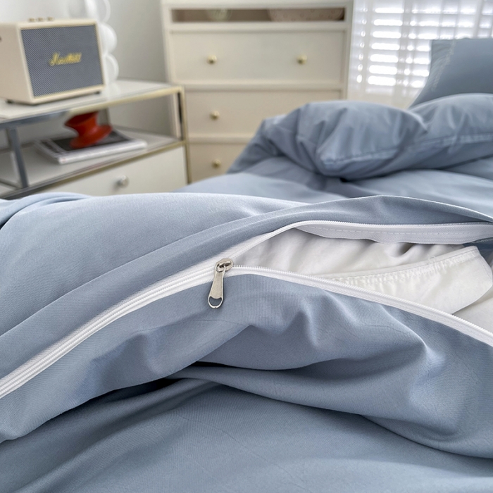 91家纺网 家纺一手货源 找家纺 曼谷纯色简约刺绣柔软磨毛水洗棉套件飘系列字母海盐芝士