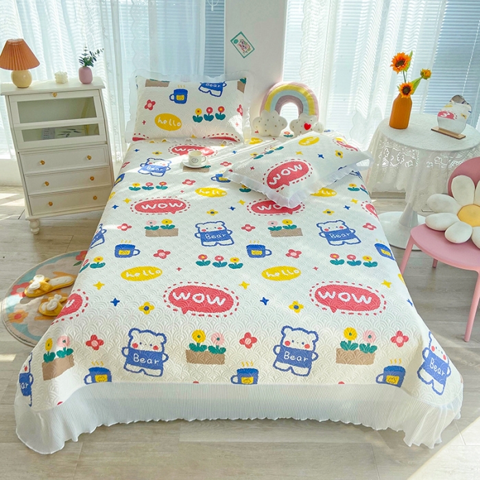 91家纺网 家纺一手货源 找家纺 鑫钰 2023全棉印花床盖三件套（支持定做） 笨笨熊