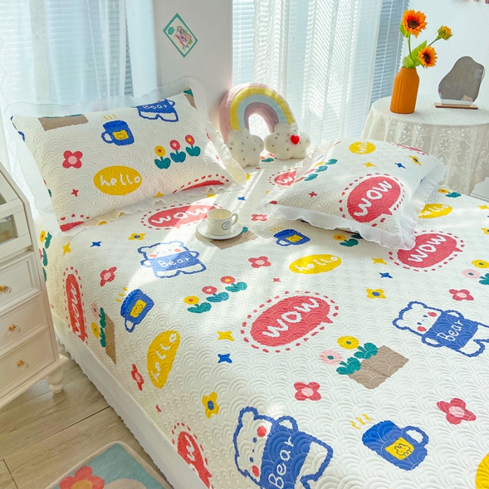 91家纺网 家纺一手货源 找家纺 鑫钰 2023全棉印花床盖三件套（支持定做） 笨笨熊