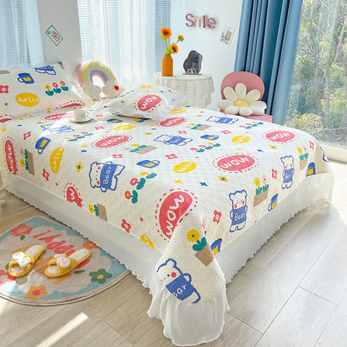 91家纺网 家纺一手货源 找家纺 鑫钰 2023全棉印花床盖三件套（支持定做） 笨笨熊