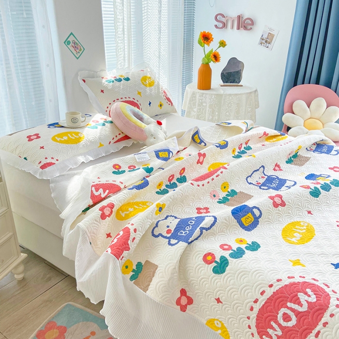 91家纺网 家纺一手货源 找家纺 鑫钰 2023全棉印花床盖三件套（支持定做） 笨笨熊