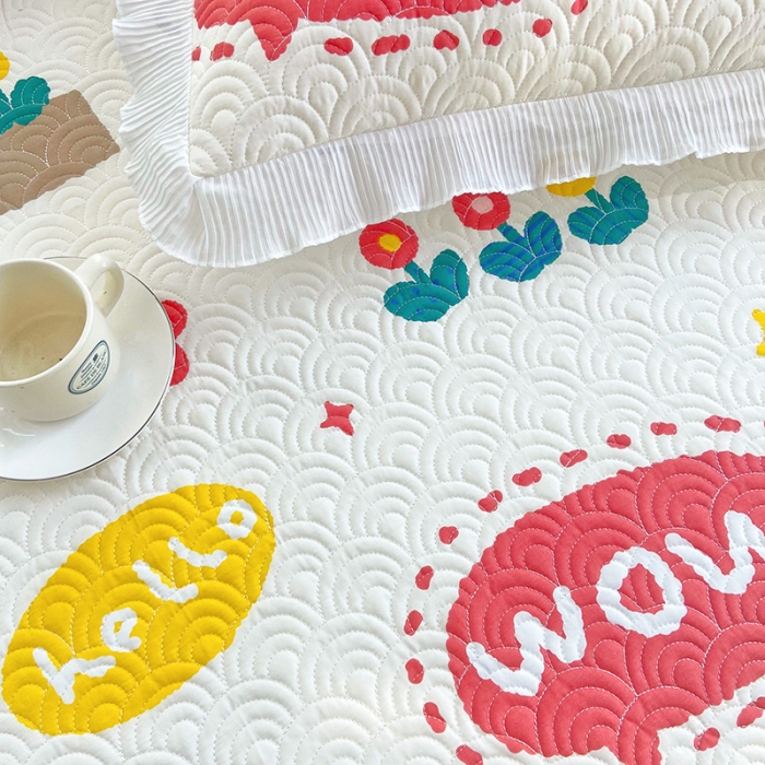 91家纺网 家纺一手货源 找家纺 鑫钰 2023全棉印花床盖三件套（支持定做） 笨笨熊