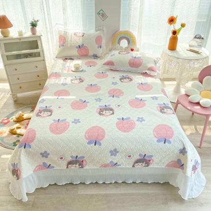 91家纺网 家纺一手货源 找家纺 鑫钰 2023全棉印花床盖三件套（支持定做）蜜桃女孩