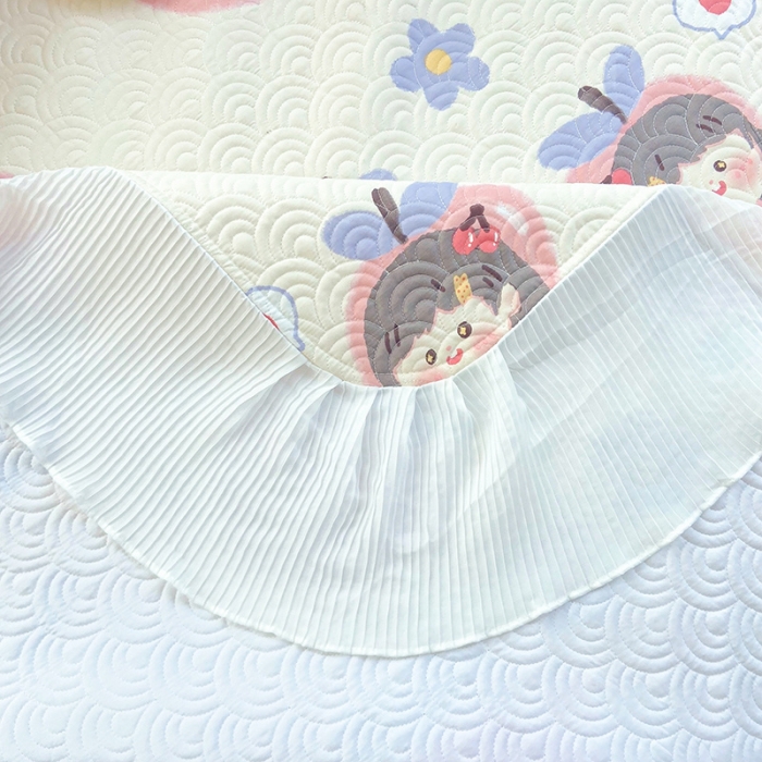 91家纺网 家纺一手货源 找家纺 鑫钰 2023全棉印花床盖三件套（支持定做）蜜桃女孩