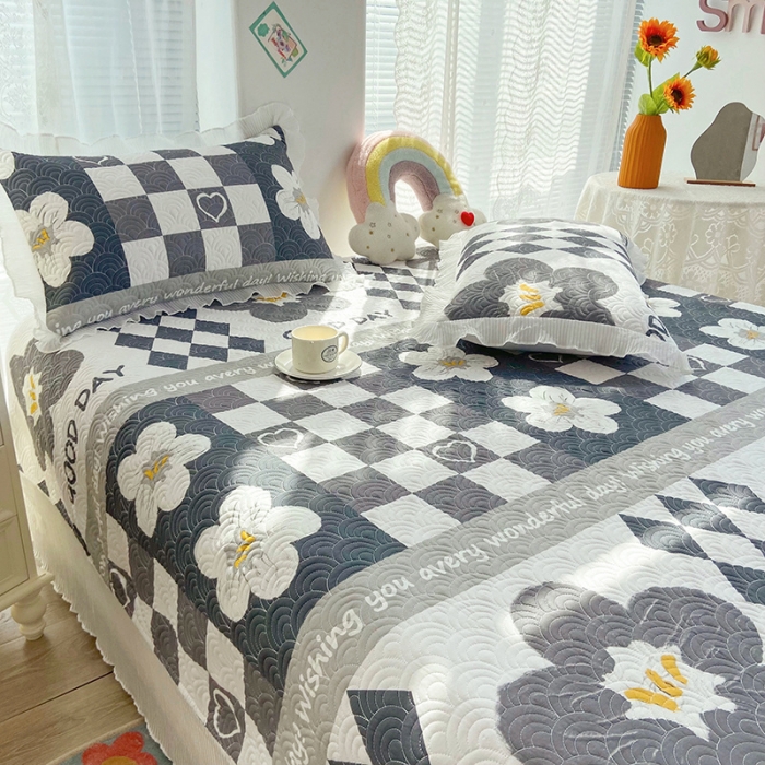 91家纺网 家纺一手货源 找家纺 鑫钰 2023全棉印花床盖三件套（支持定做） 墨璃