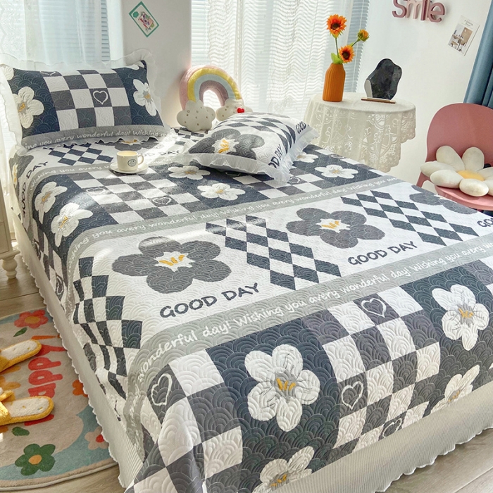 91家纺网 家纺一手货源 找家纺 鑫钰 2023全棉印花床盖三件套（支持定做） 墨璃