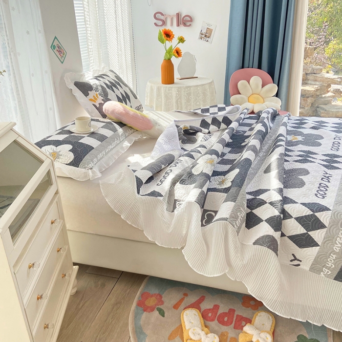 91家纺网 家纺一手货源 找家纺 鑫钰 2023全棉印花床盖三件套（支持定做） 墨璃