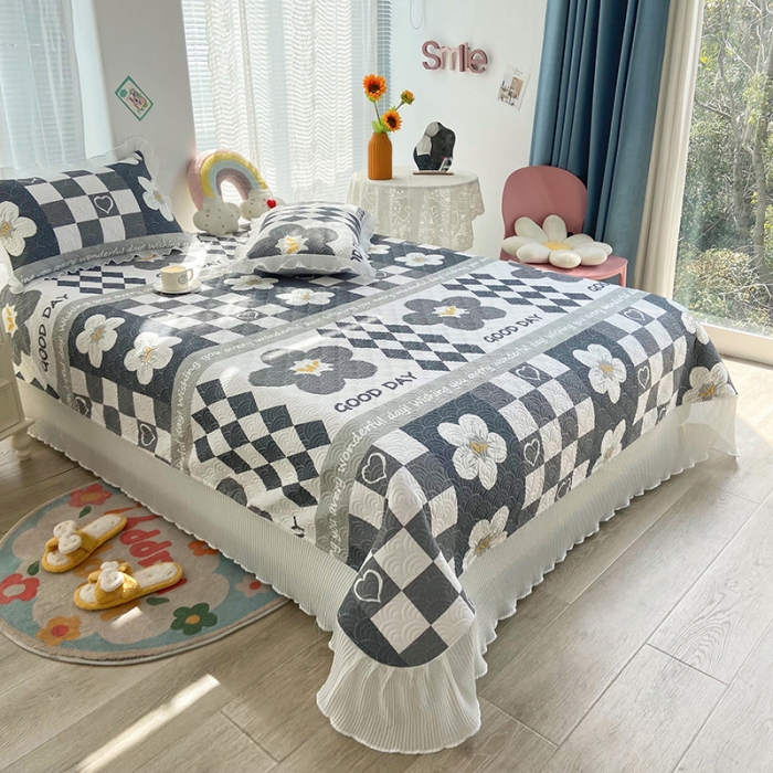 91家纺网 家纺一手货源 找家纺 鑫钰 2023全棉印花床盖三件套（支持定做） 墨璃