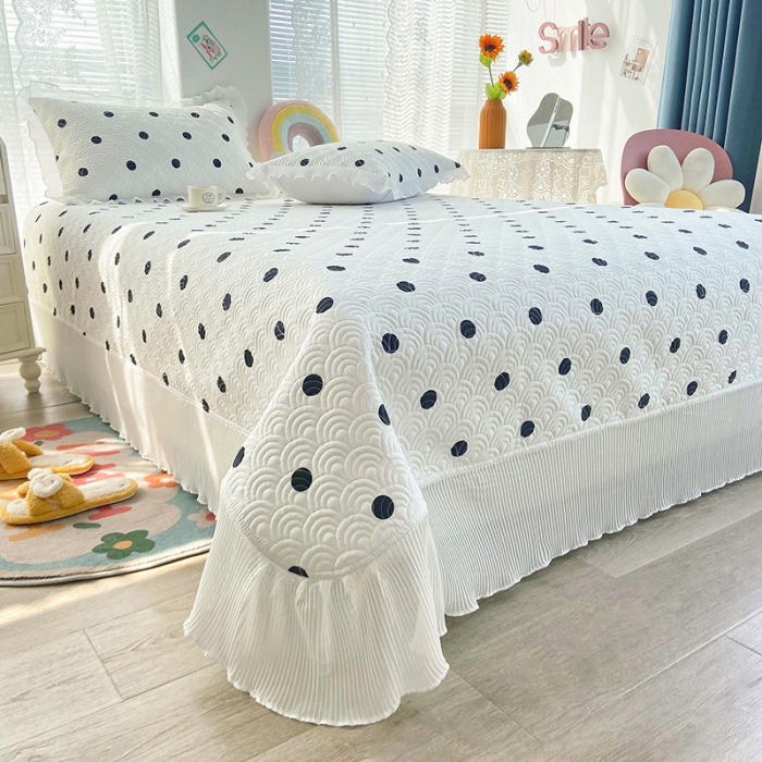 91家纺网 家纺一手货源 找家纺 鑫钰 2023全棉印花床盖三件套（支持定做）圆点