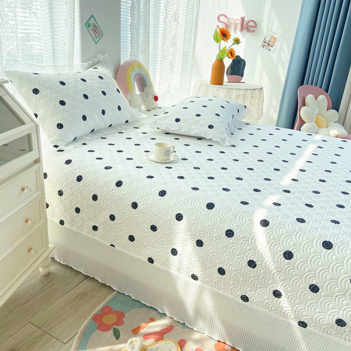 91家纺网 家纺一手货源 找家纺 鑫钰 2023全棉印花床盖三件套（支持定做）圆点