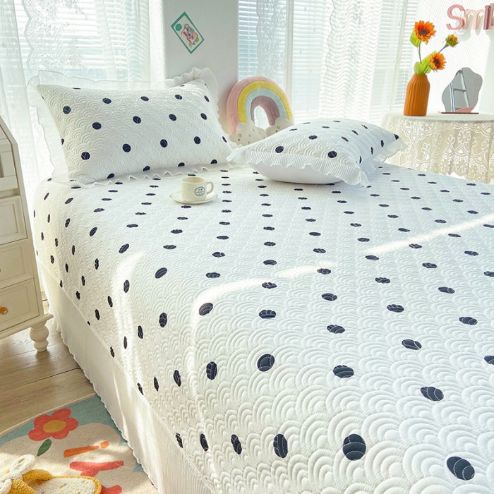 91家纺网 家纺一手货源 找家纺 鑫钰 2023全棉印花床盖三件套（支持定做）圆点