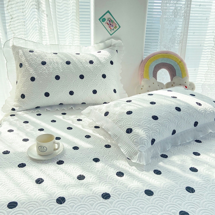 91家纺网 家纺一手货源 找家纺 鑫钰 2023全棉印花床盖三件套（支持定做）圆点
