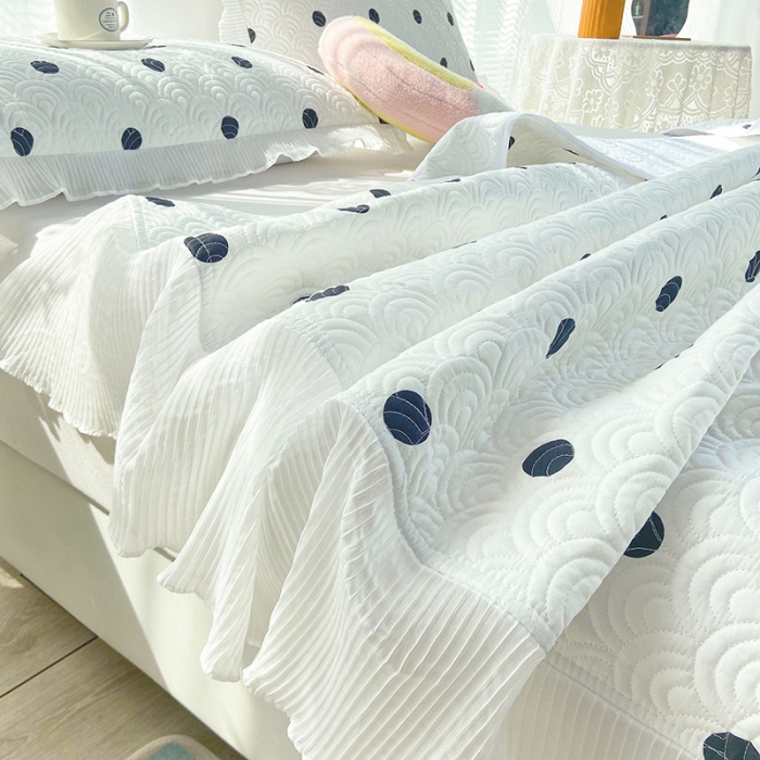 91家纺网 家纺一手货源 找家纺 鑫钰 2023全棉印花床盖三件套（支持定做）圆点