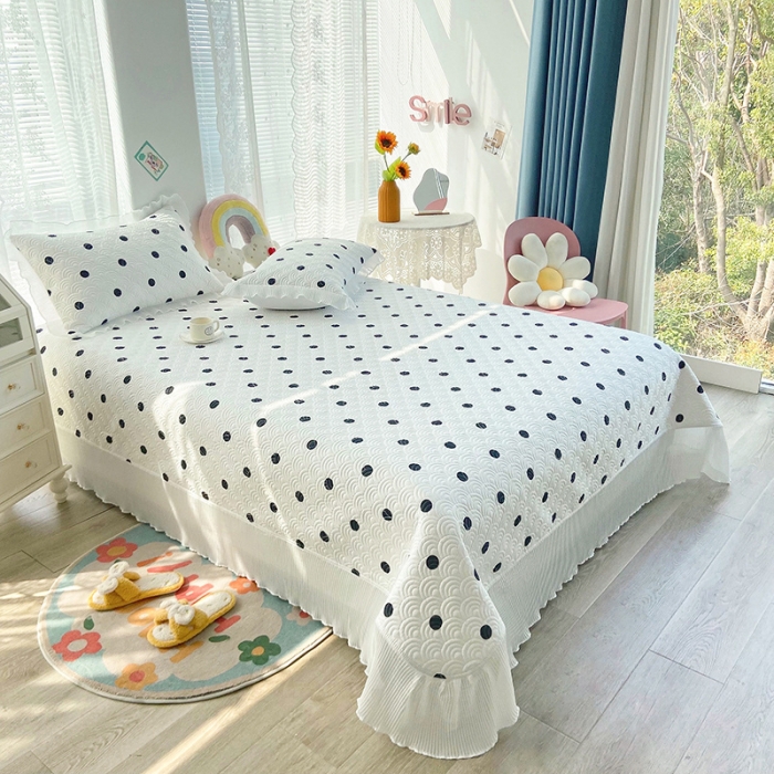 91家纺网 家纺一手货源 找家纺 鑫钰 2023全棉印花床盖三件套（支持定做）圆点