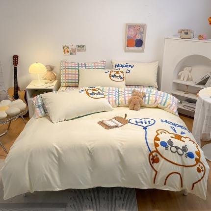 91家纺网 家纺一手货源 找家纺 （总）澳梵 2022新款全棉大版卡通毛巾绣绣花四件套