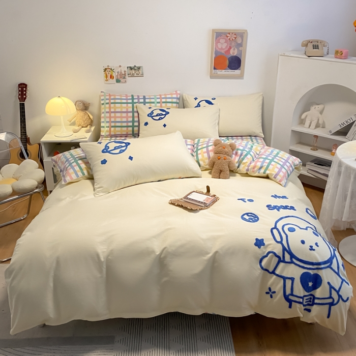 91家纺网 家纺一手货源 找家纺 （总）澳梵 2022新款全棉大版卡通毛巾绣绣花四件套