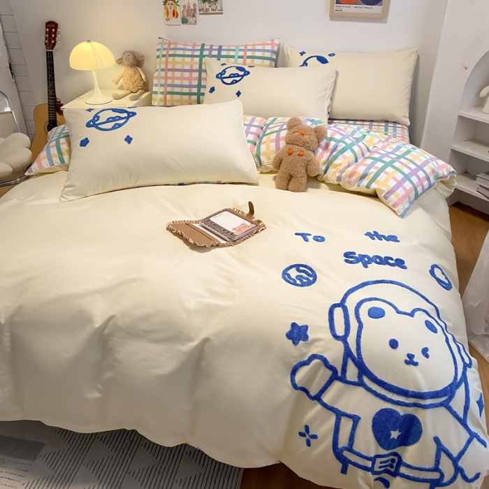 91家纺网 家纺一手货源 找家纺 （总）澳梵 2022新款全棉大版卡通毛巾绣绣花四件套