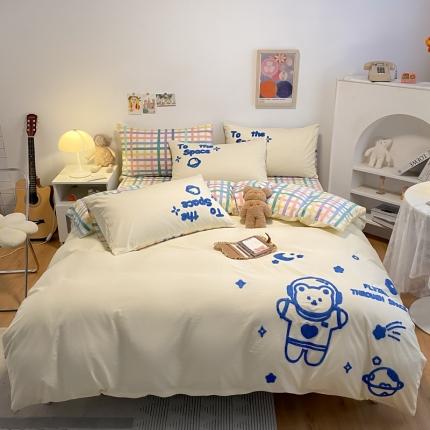 澳梵 2022新款全棉大版卡通毛巾绣绣花四件套 宇航熊熊