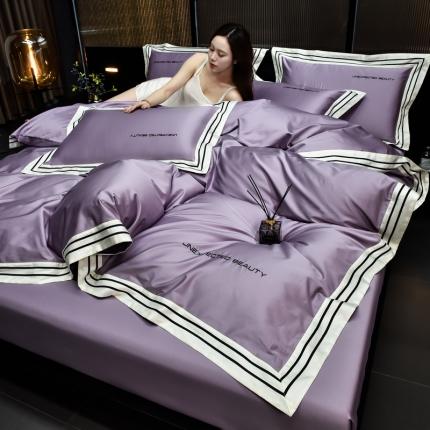 91家纺网 家纺一手货源 找家纺 米奈家居 2024新款100S长绒棉四件套-维拉 优雅紫