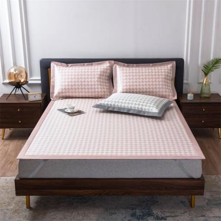 91家纺网 家纺一手货源 找家纺 （总）2025新款1800D平铺款提花冰丝凉席三件套