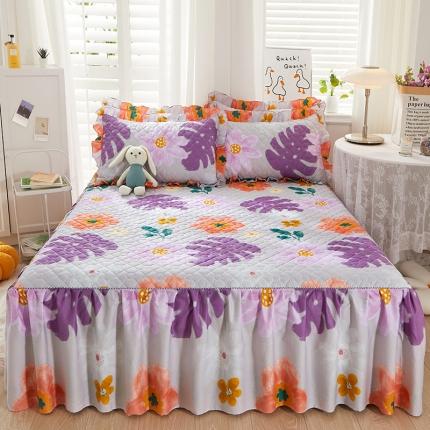 91家纺网 家纺一手货源 找家纺 十个点 2022新款全棉夹棉印花床裙 沐春