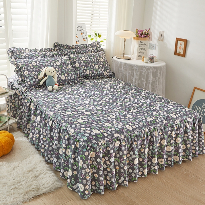 91家纺网 家纺一手货源 找家纺 （总）十个点 2022新款全棉夹棉印花床裙