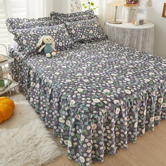 91家纺网 家纺一手货源 找家纺 （总）十个点 2022新款全棉夹棉印花床裙