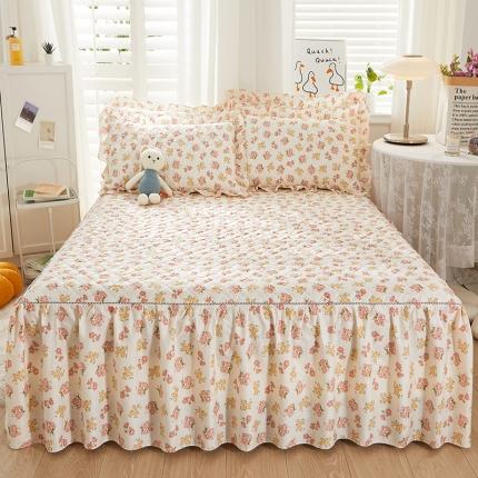 十个点 2022新款全棉夹棉印花床裙 爱的花海